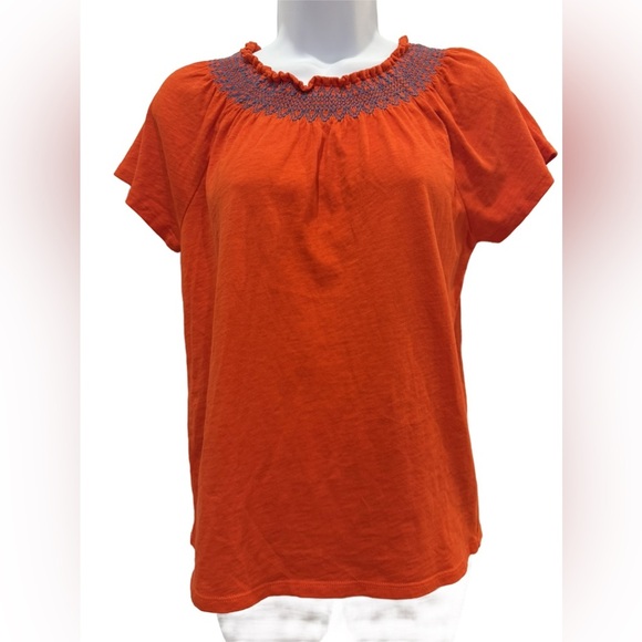 J. Crew Burnt Orange Smocked Blouse, size XS - Picture 1 of 6